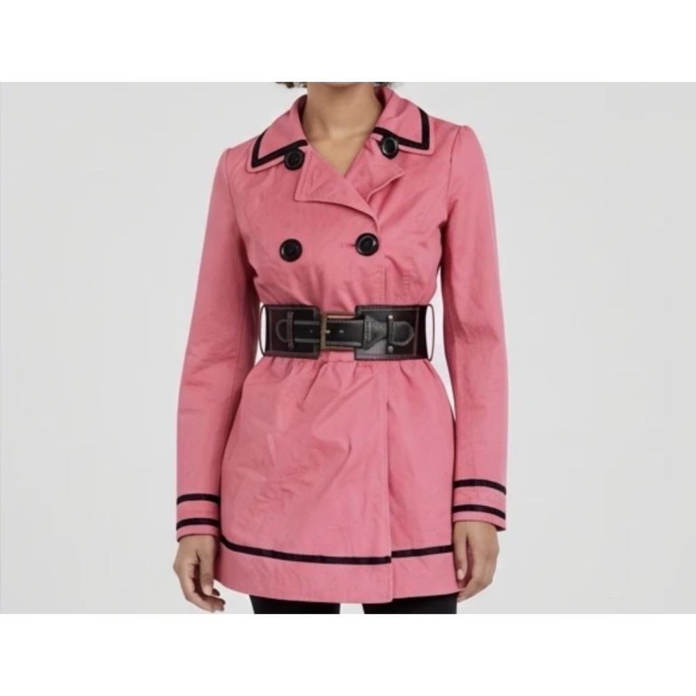 Y2K Candies Bubblegum Pink Belted Trench Coat Sz M Elle Twee Barbie core Mcbling